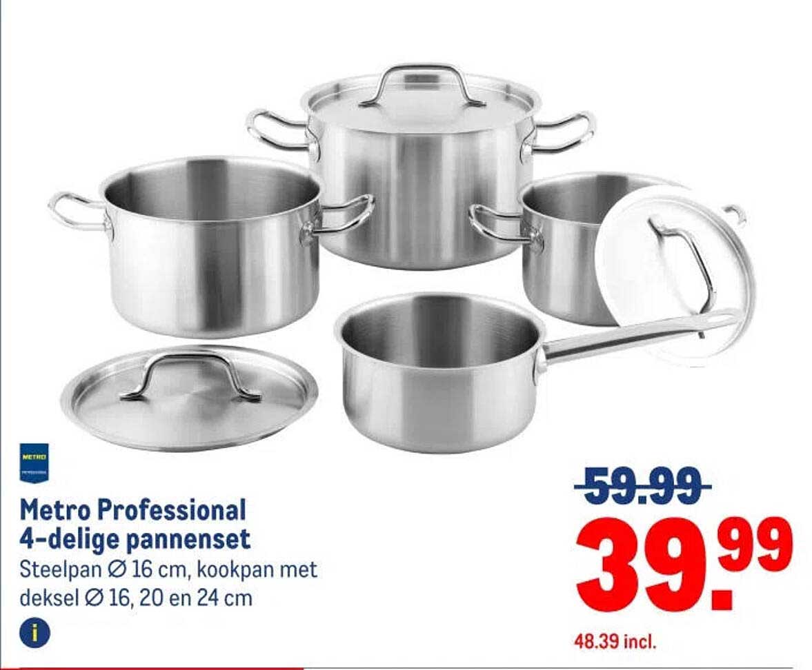 Metro Professional 4-delige pannenset