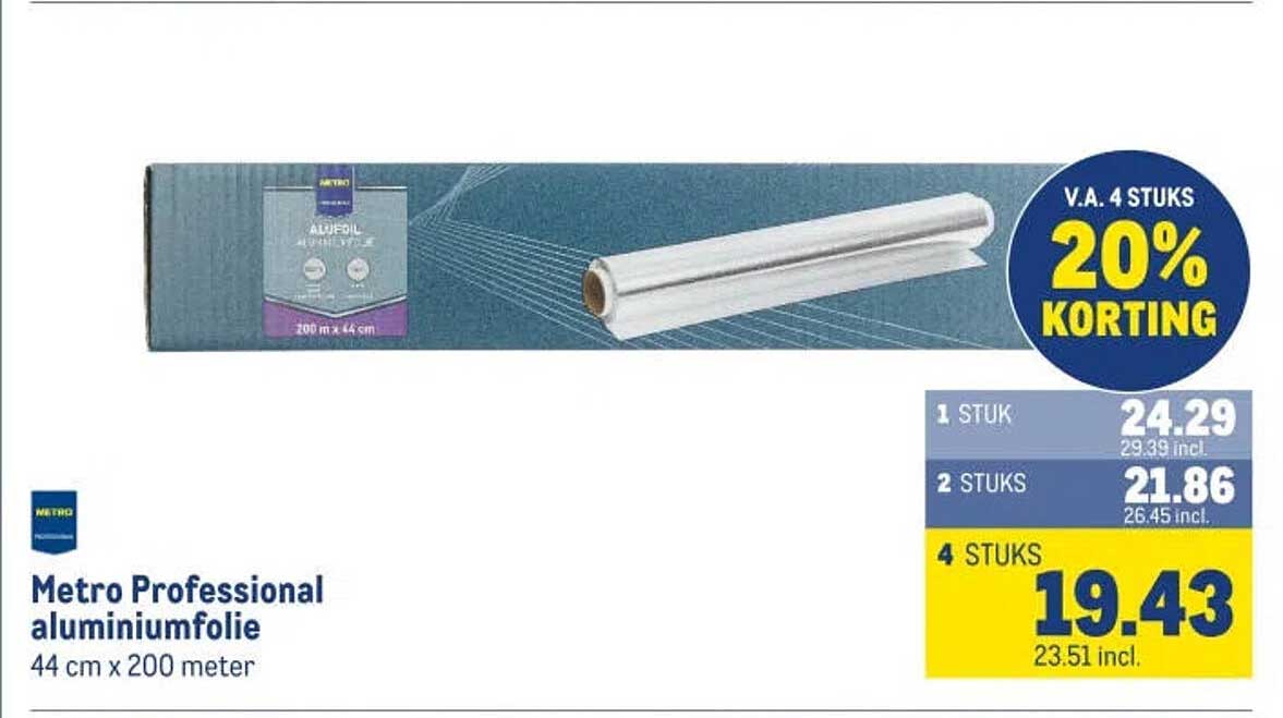 Metro Professional aluminiumfolie 44 cm x 200 meter
