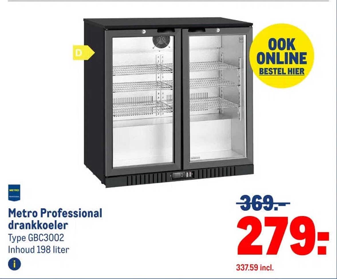 Metro Professional drankkoeler Type GBC3002 Inhoud 198 liter