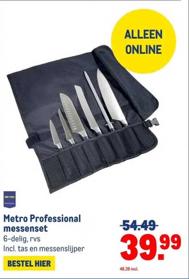 Metro Professional messenset 6-delig, rvs Incl. tas en messenslijper