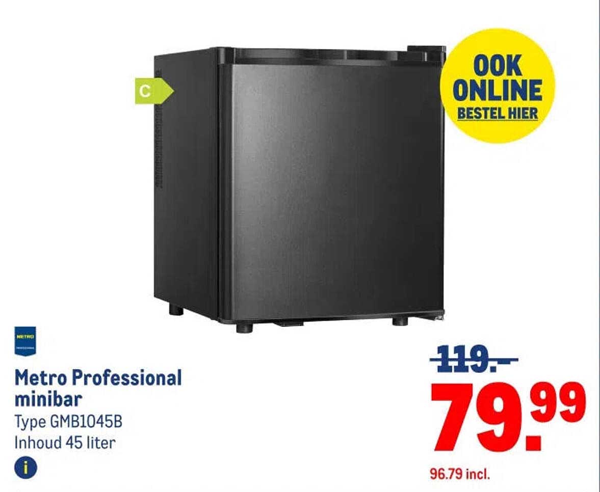 Metro Professional minibar Type GMB1045B Inhoud 45 liter