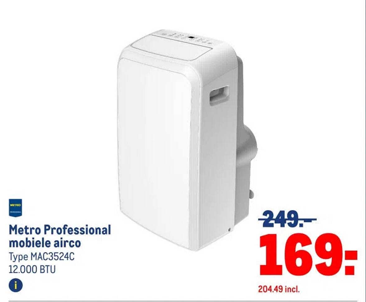 Metro Professional mobiele airco Type MAC3524C 12.000 BTU