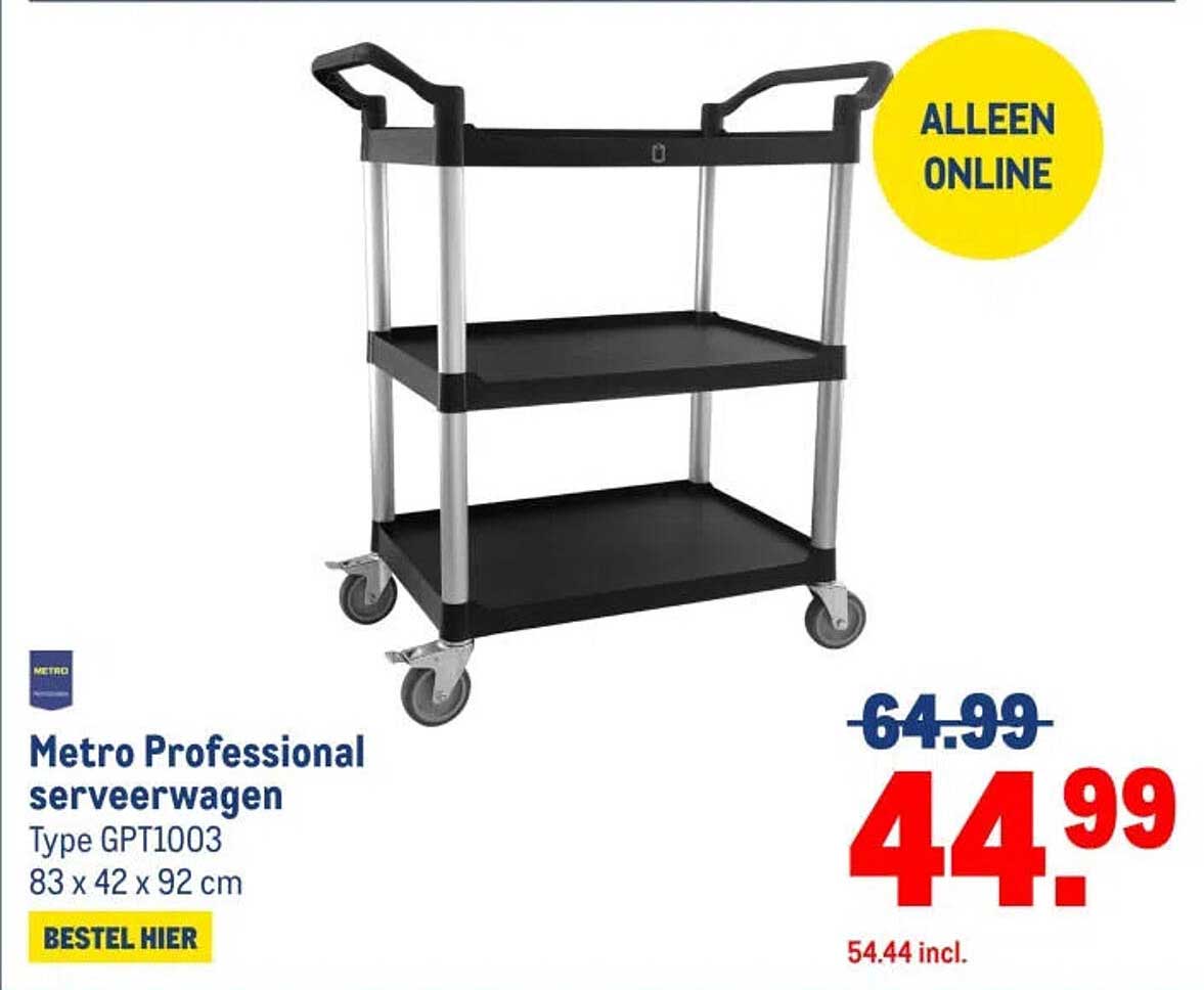 Metro Professional serveerwagen Type GPT1003 83 x 42 x 92 cm