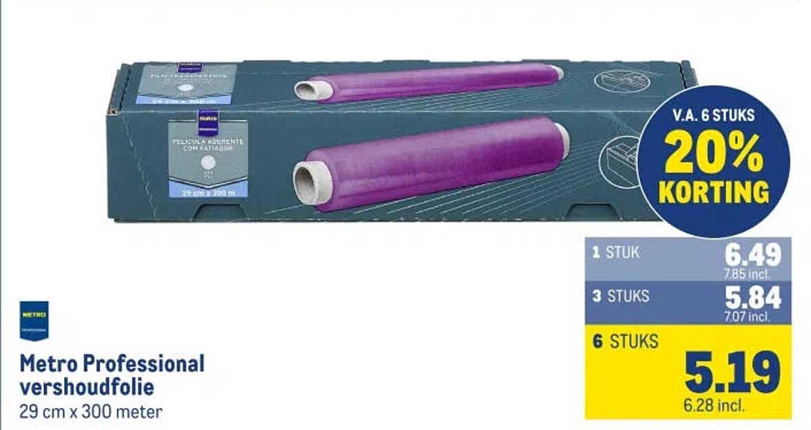 Metro Professional vershoudfolie 29 cm x 300 meter V.A. 6 STUKS 20% KORTING