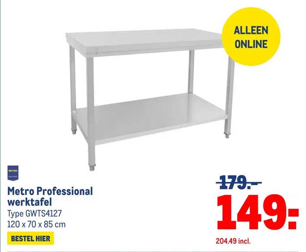 Metro Professional werktafel Type GWTS4127 120 x 70 x 85 cm