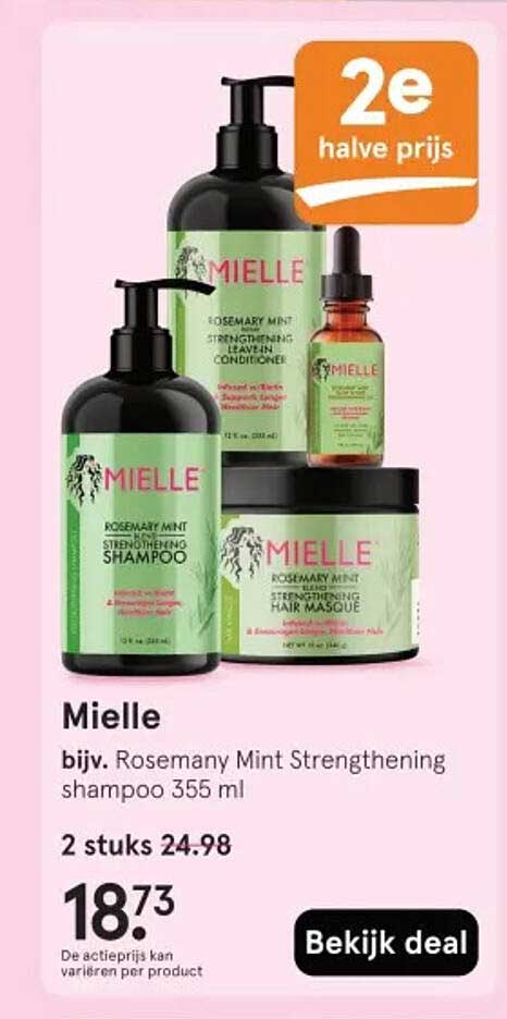 Mielle bijv. Rosemary Mint Strengthening shampoo 355 ml 2e halve prijs
