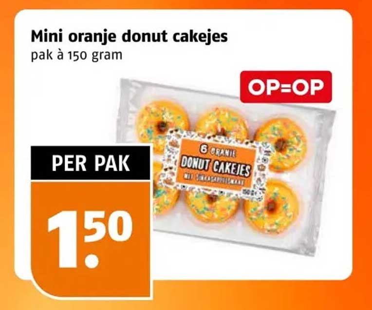 Mini oranje donut cakejes pak à 150 gram
