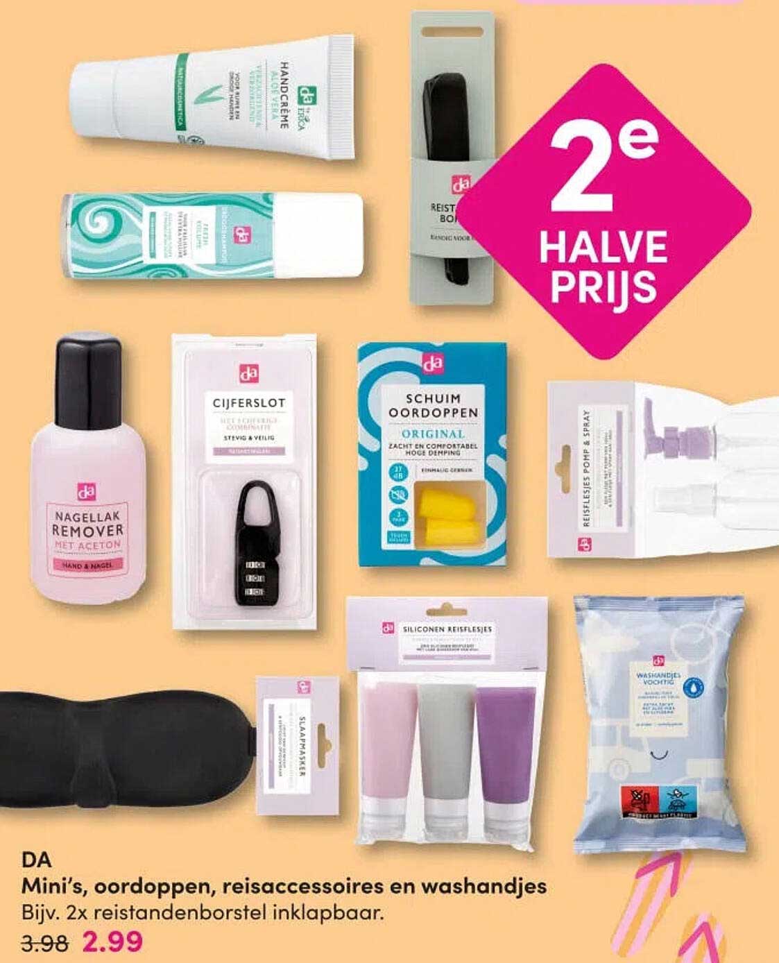 Mini’s, oordoppen, reisaccessoires en washandjes 2e halve prijs