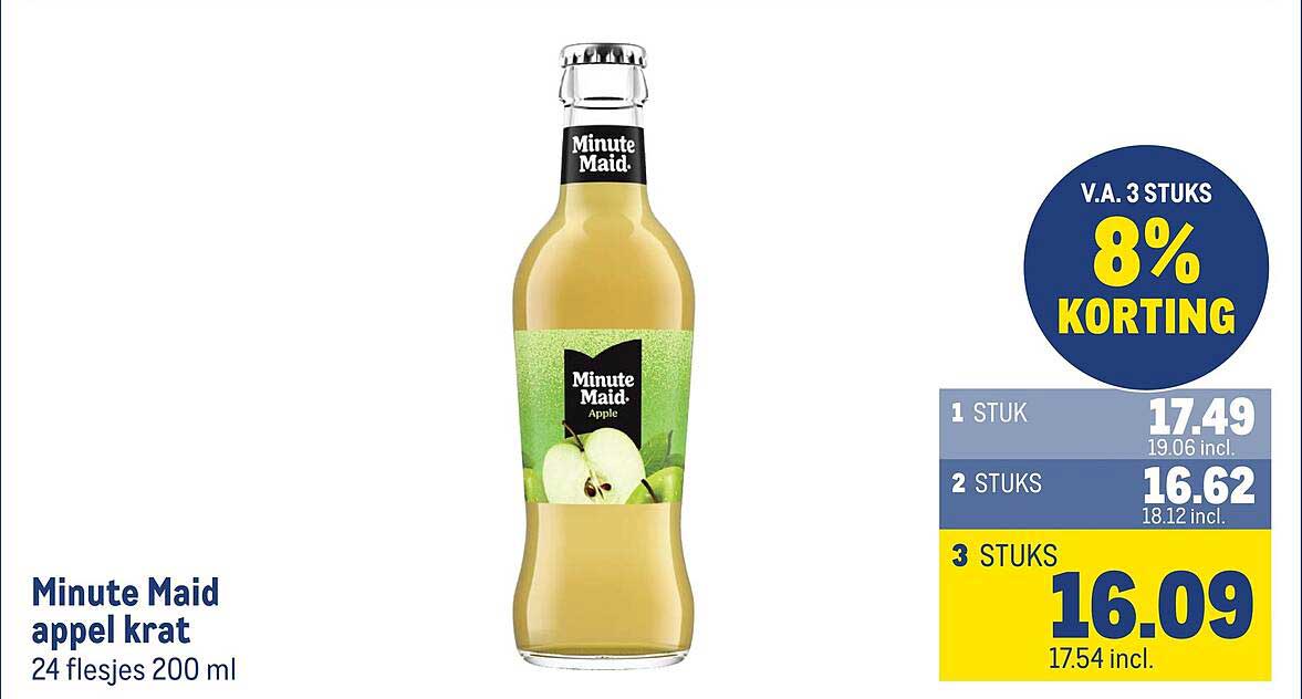 Minute Maid appel krat 24 flesjes 200 ml