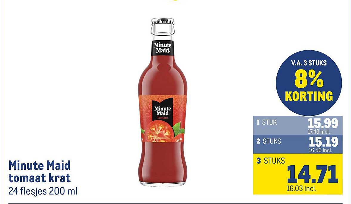 Minute Maid tomaat krat 24 flesjes 200 ml