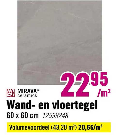 MIRAVA ceramics Wand- en vloertegel 60 x 60 cm 12599248 Volumevoordeel (43,20 m²)