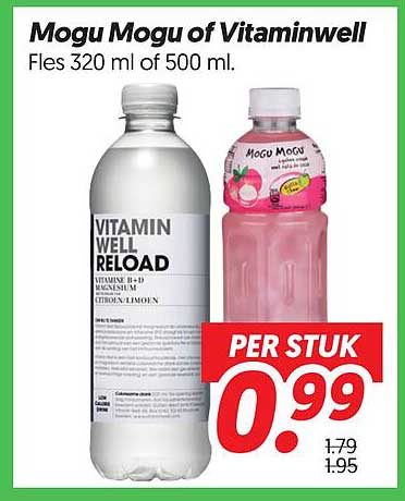Mogu Mogu of Vitaminwell Fles 320 ml of 500 ml.