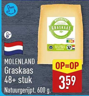 Molenland Graskaas 48+ stuk Natuurgerijpt, 600 g. OP=OP