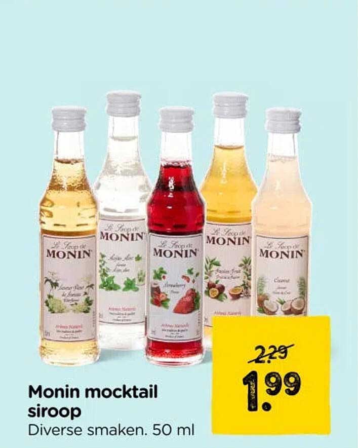 Monin mocktail siroop Diverse smaken. 50 ml