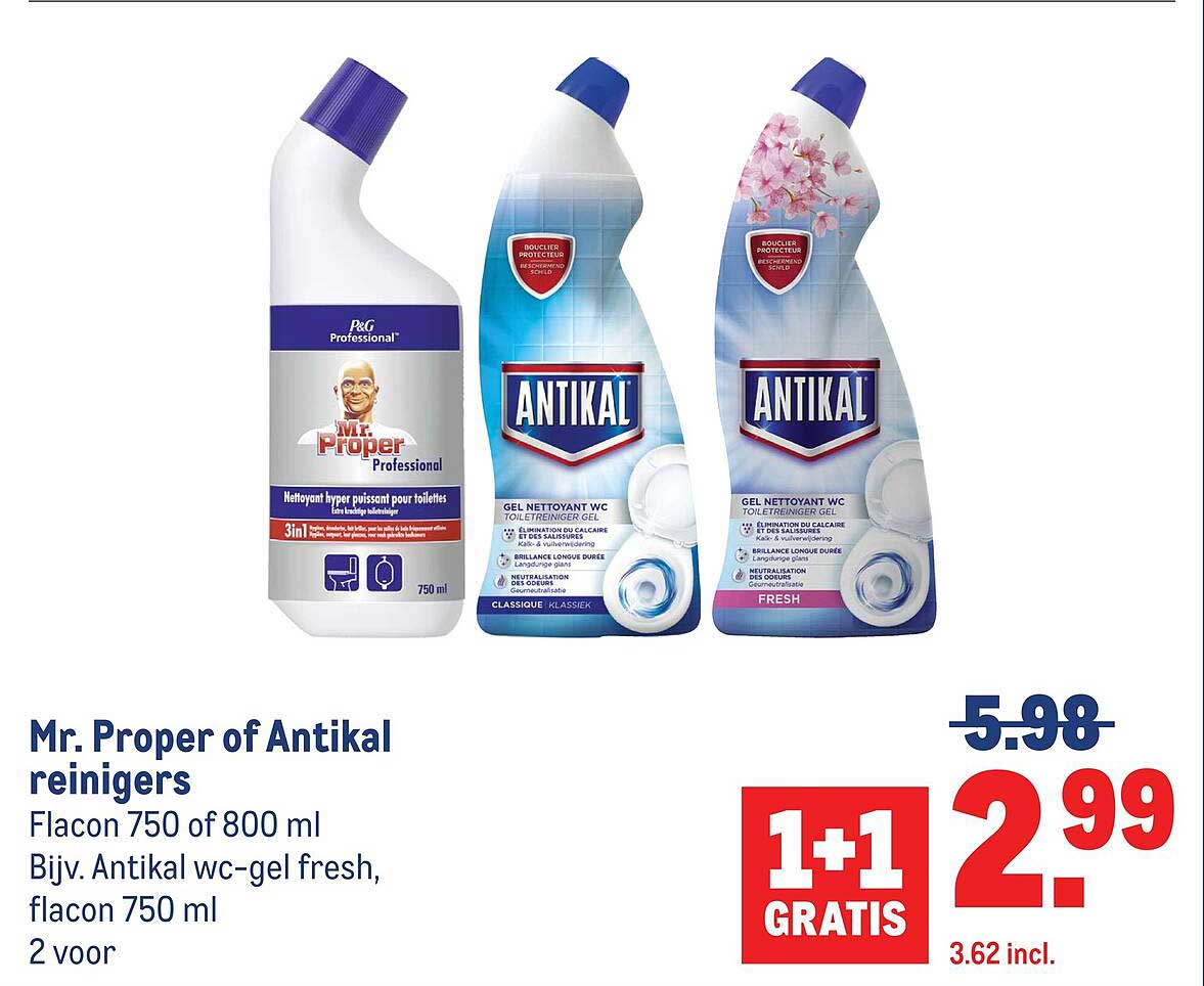 Mr. Proper of Antikal reinigers 1+1 GRATIS