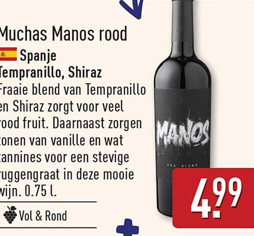 Muchas Manos rood Spanje Tempranillo, Shiraz