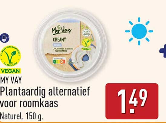 MY VAY Plantaardig alternatief voor roomkaas Naturel. 150 g.
