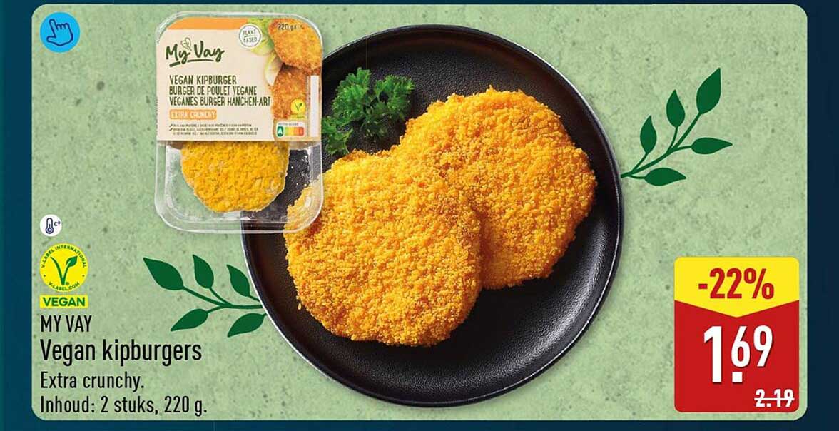 MY VAY Vegan kipburgers Extra crunchy