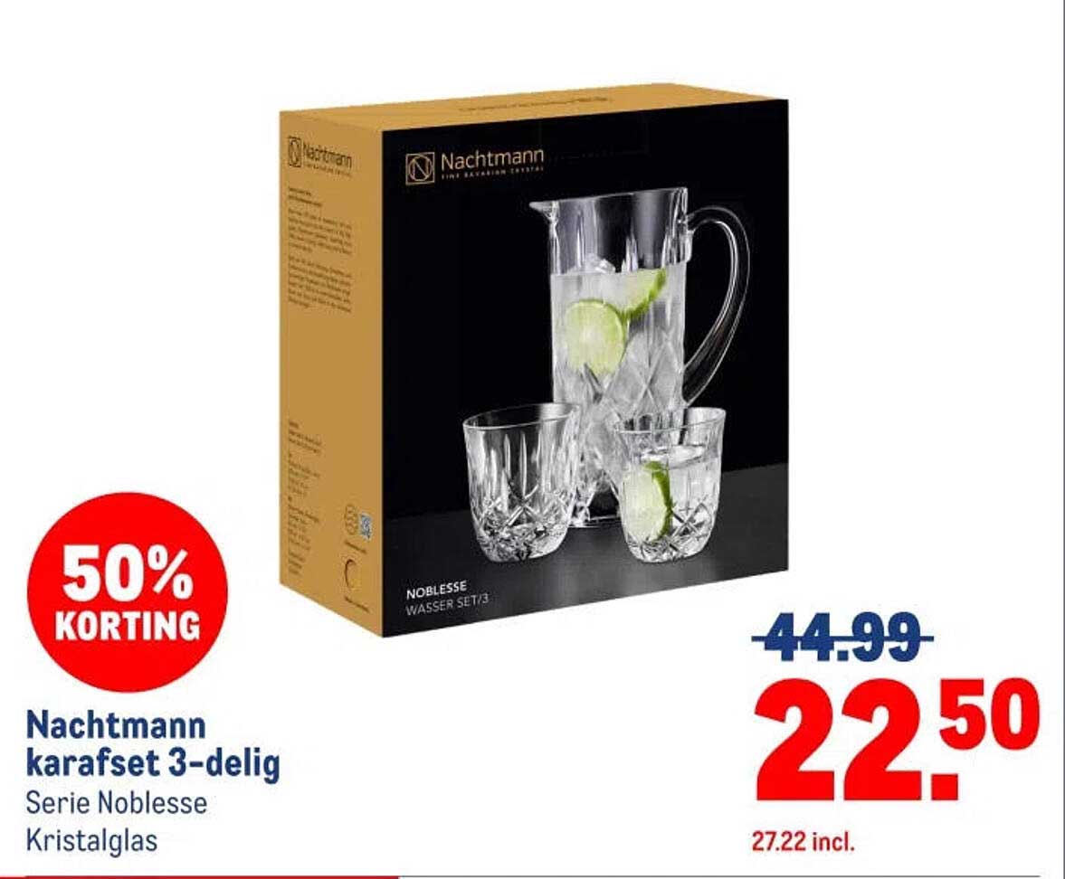 Nachtmann karafset 3-delig Serie Noblesse Kristalglas 50% KORTING