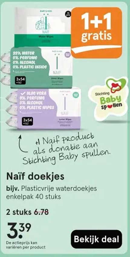 Naif doekjes 1+1 gratis