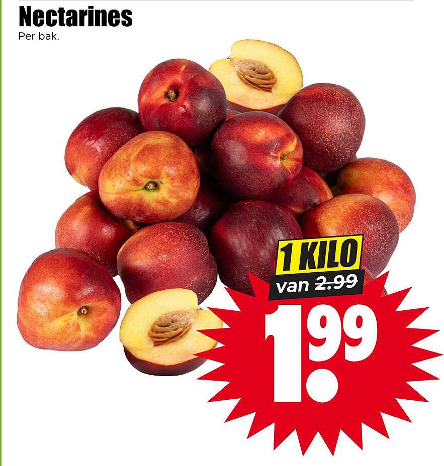 Nectarines Per bak. 1 KILO van 2.99