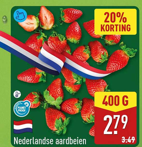 Nederlandse aardbeien 20% korting