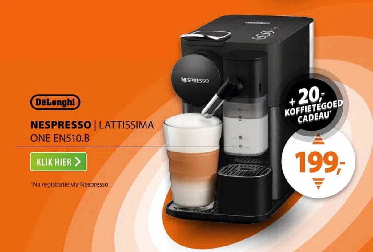 Nespresso | Lattissima One EN510.B + 20,- koffietegoed cadeau