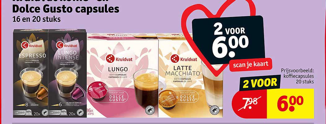 Nieuwe Kruidvat Dolce Gusto capsules 16 en 20 stuks 2 voor 6.00