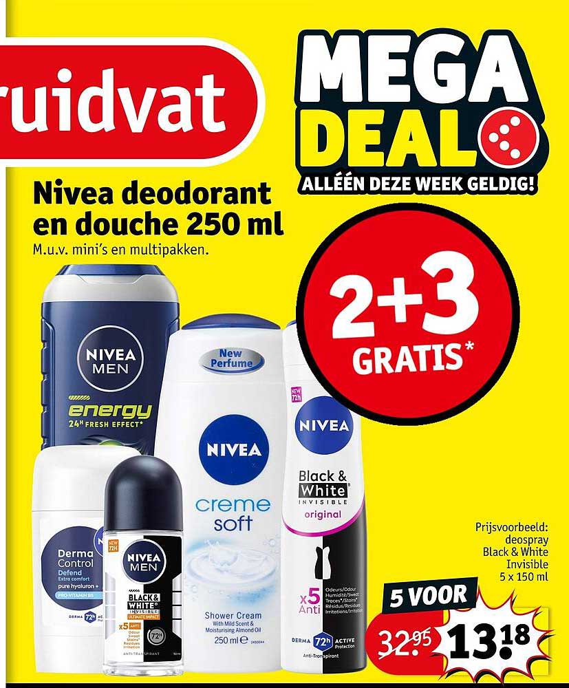 Nivea deodorant en douche 250 ml 2+3 GRATIS*