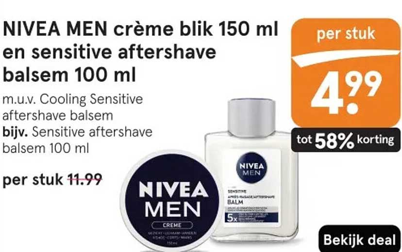 NIVEA MEN crème blik 150 ml en sensitive aftershave balsem 100 ml