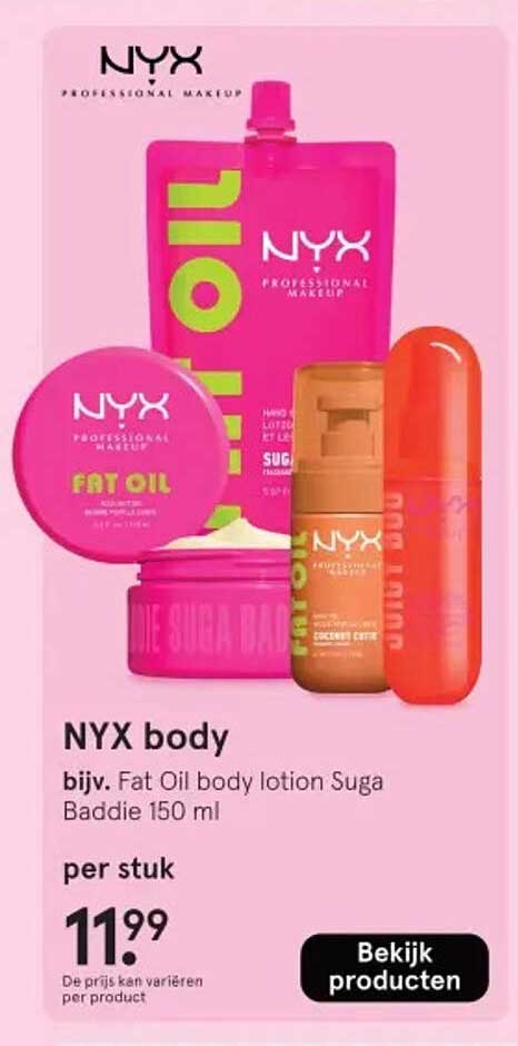 NYX body bijv. Fat Oil body lotion Suga Baddie 150 ml