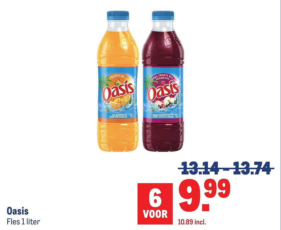 Oasis Fles 1 liter 6 VOOR