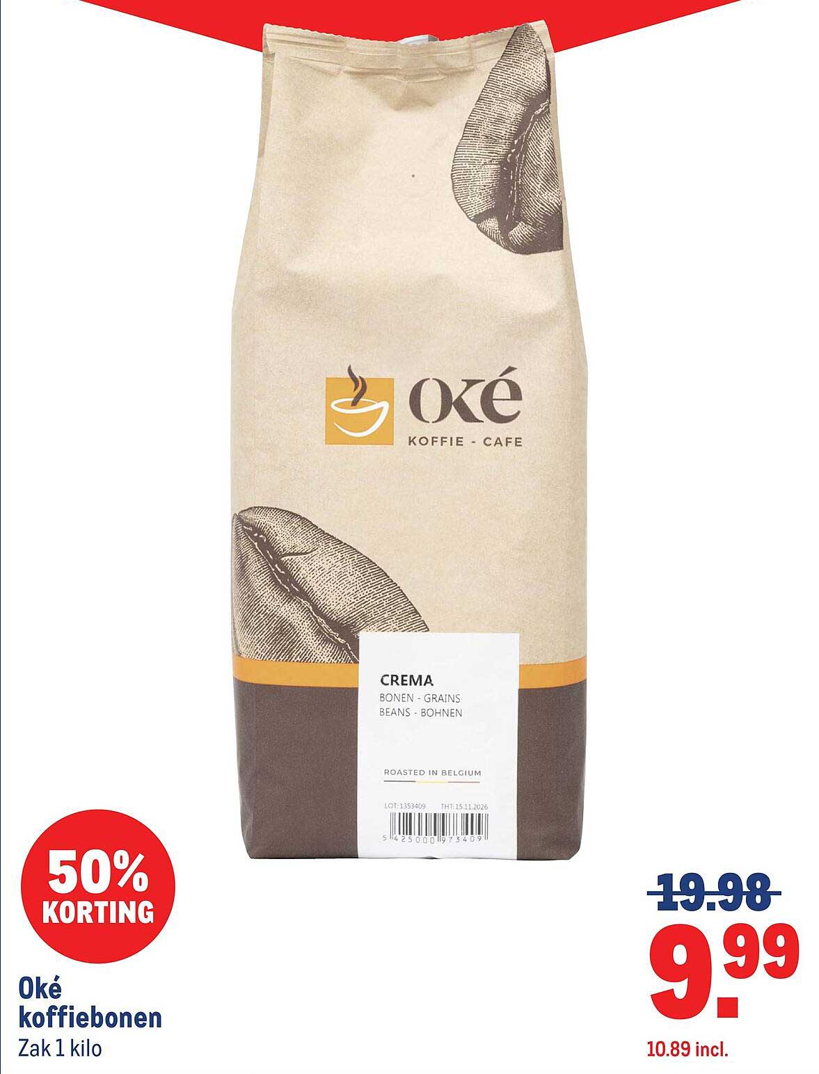 Oké koffiebonen Zak 1 kilo 50% KORTING