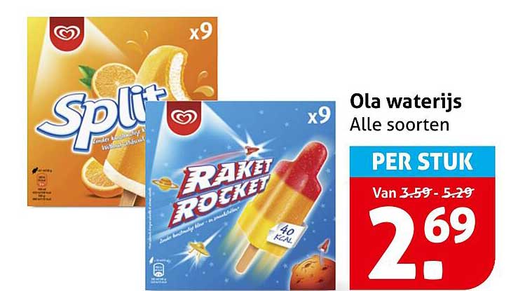 Ola waterijs Alle soorten PER STUK