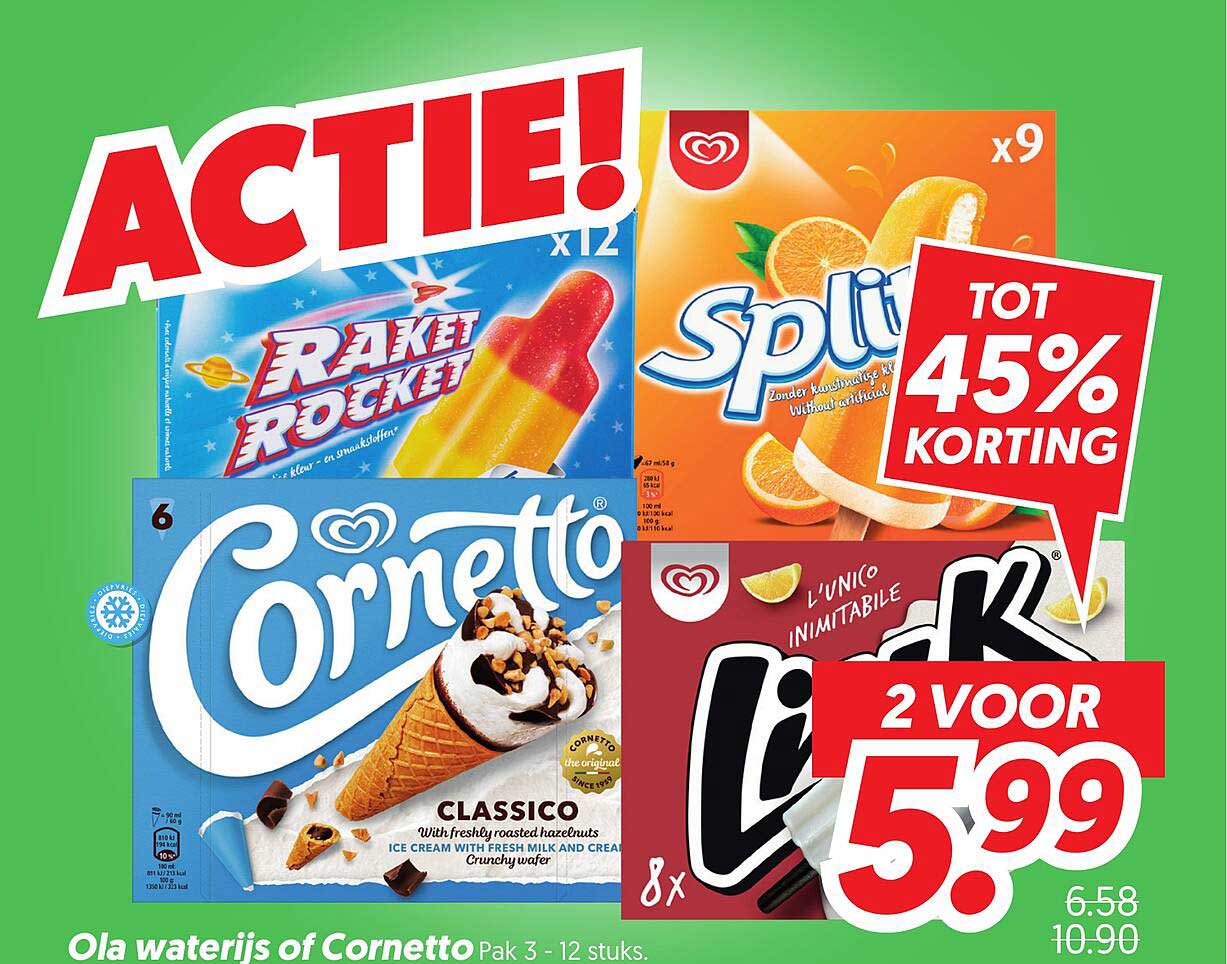 Ola waterijs of Cornetto Pak 3 - 12 stuks