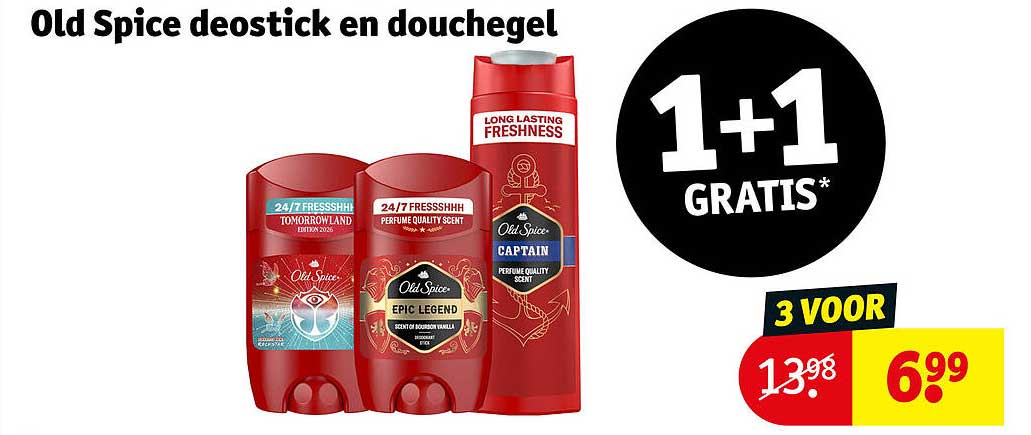 Old Spice deostick en douchegel 1+1 gratis