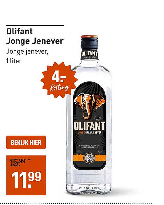 Olifant Jonge Jenever 4,- korting