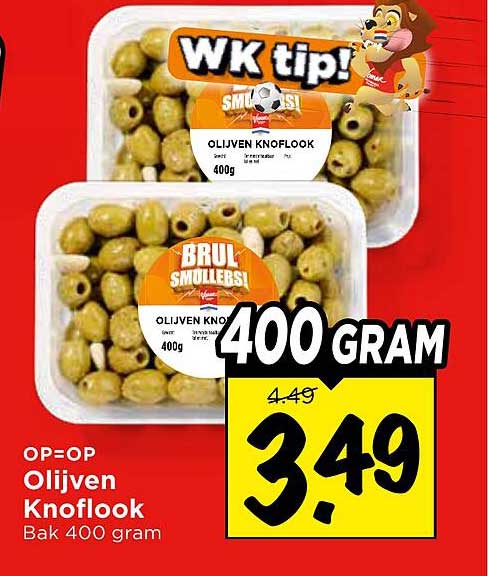 Olijven Knoflook Bak 400 gram