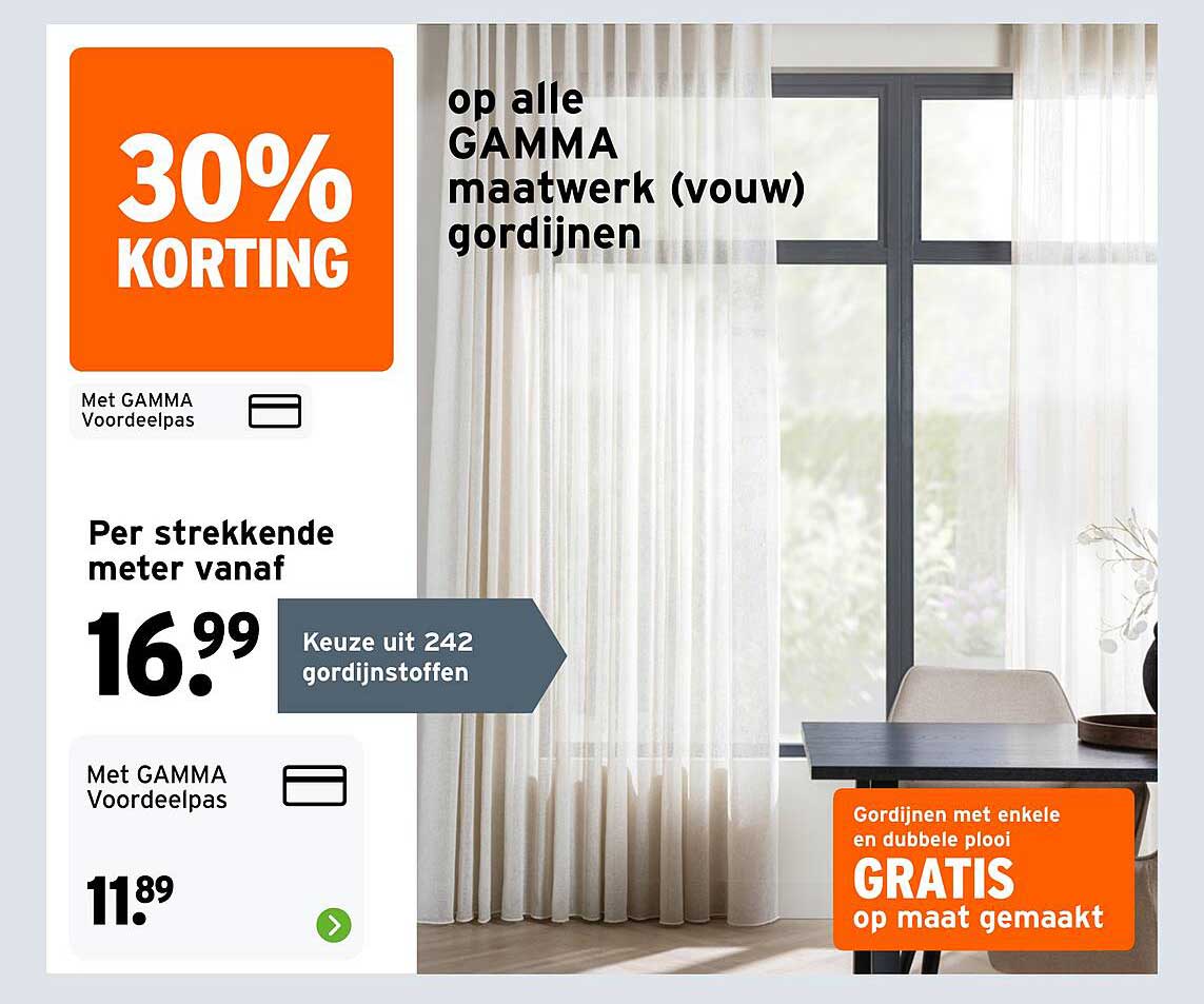 Op alle GAMMA maatwerk (youw) gordijnen