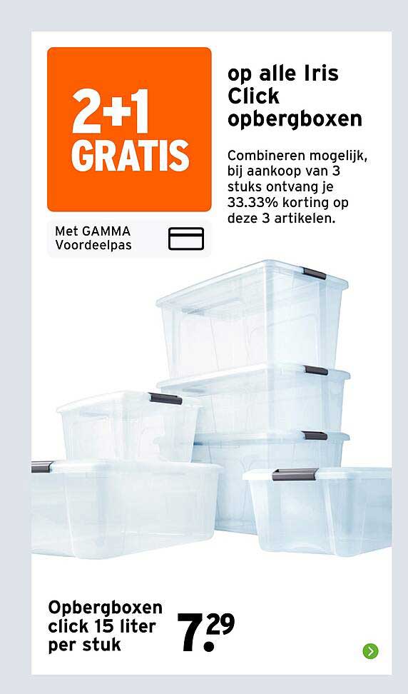 op alle Iris Click opbergboxen 2+1 GRATIS