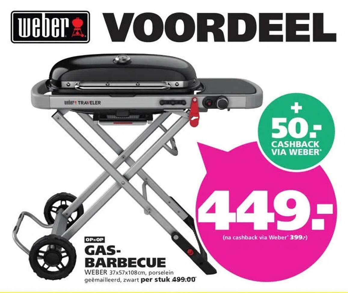 OP=OP GAS-BARBECUE WEBER 37x57x108cm, porselein geëmailleerd, zwart
