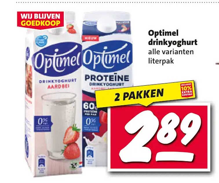 Optimel drinkyoghurt alle varianten literpak 2 pakken