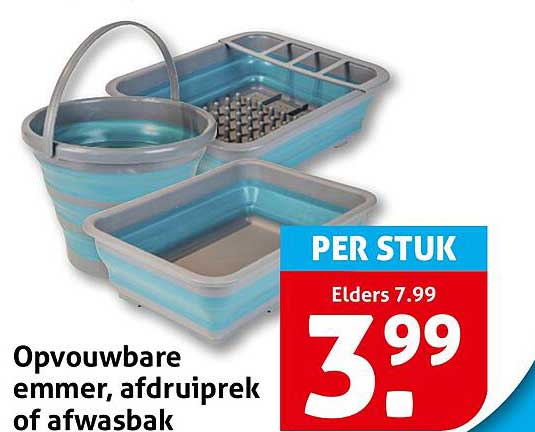 Opvouwbare emmer, afdruprek of afwasbak PER STUK