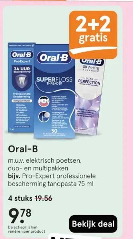 Oral-B m.u.v. elektrisch poetsen, duo- en multipakken bijv. Pro-Expert professionele bescherming tandpasta 75 ml 2+2 gratis