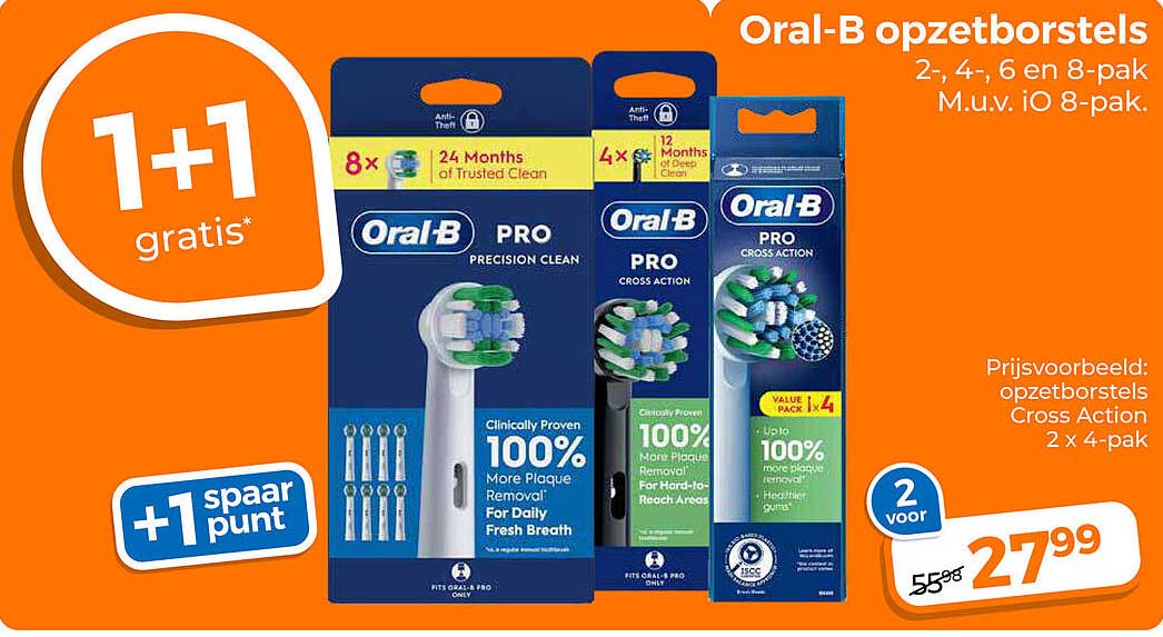 Oral-B opzetborstels 1+1 gratis