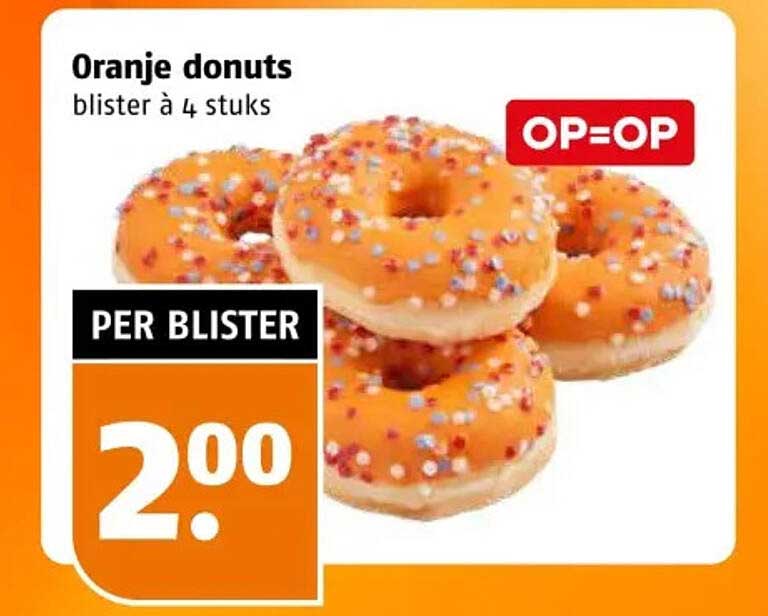 Oranje donuts blister à 4 stuks OP=OP