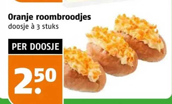 Oranje roombroodjes doosje à 3 stuks