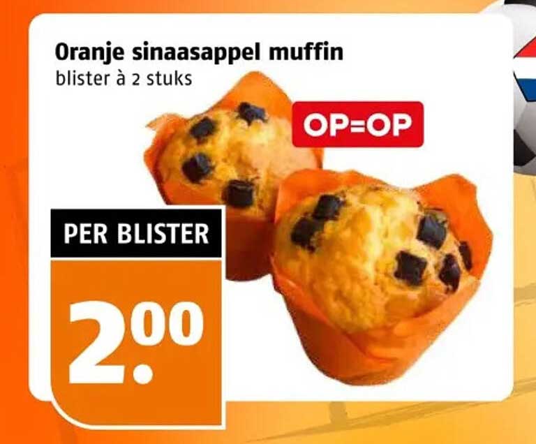 Oranje sinaasappel muffin blister à 2 stuks OP=OP