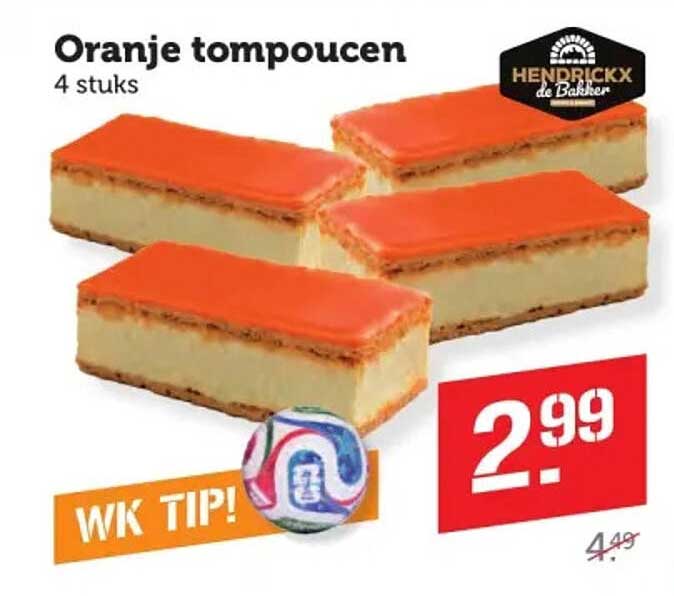 Oranje tompoucen 4 stuks