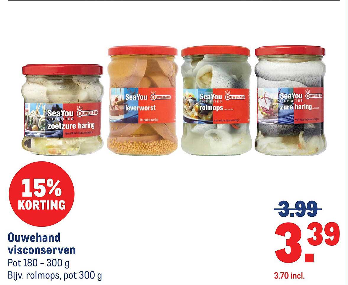Ouwehand visconserven 15% KORTING